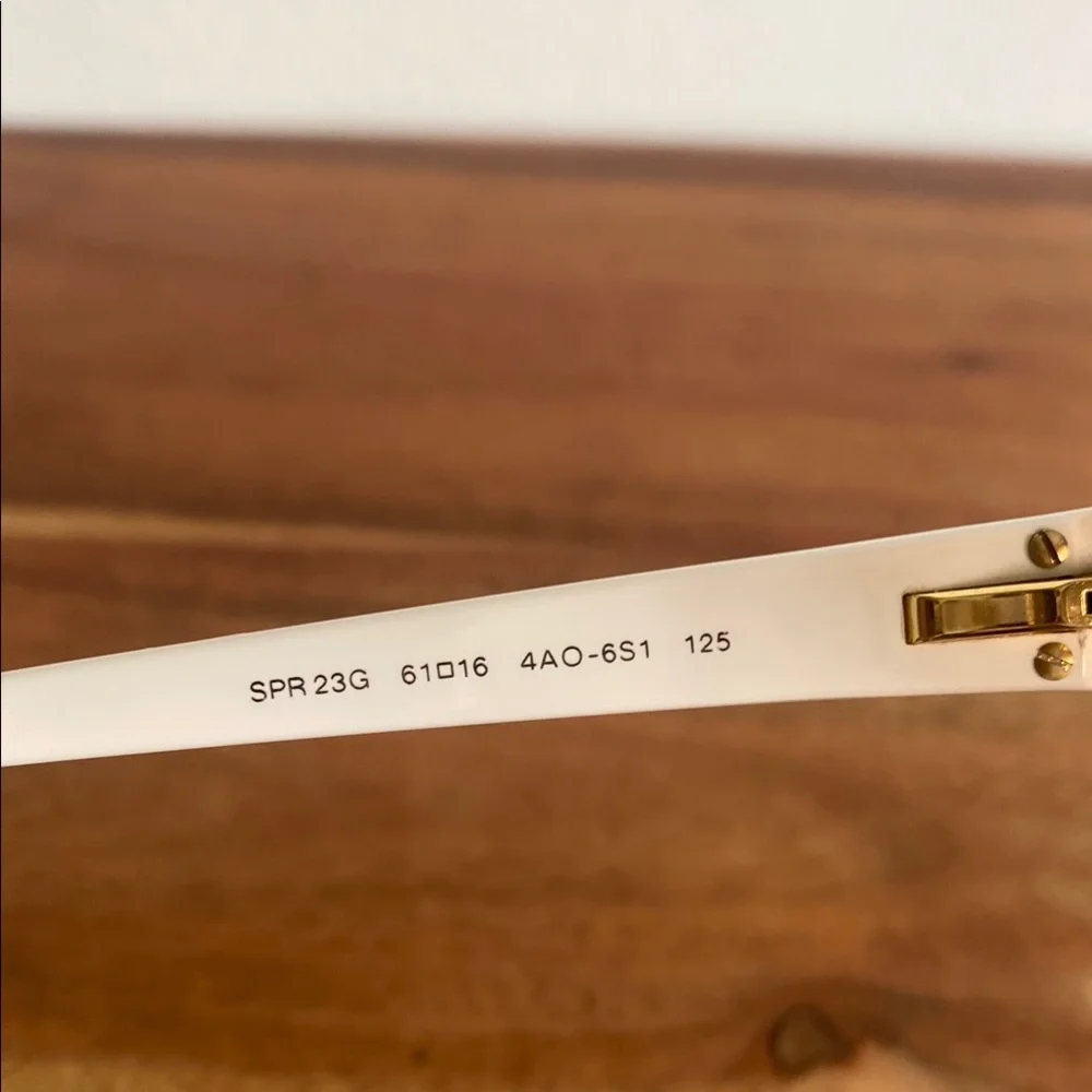 Prada White Sunglasses with Gold Accents - Picture 5 of 6